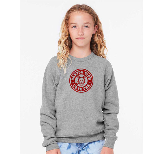 CANYON VIEW GLITTER YOUTH SPONGE FLEECE CREWNECK SWEATSHIRT