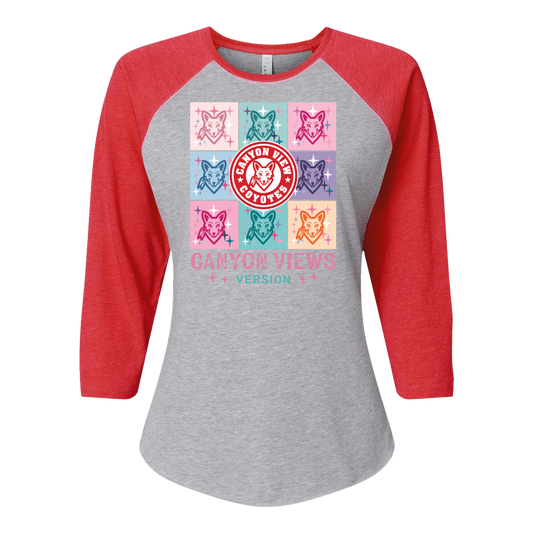 CT COYOTE NATION WOMEN'S BASEBALL FINE JERSEY THREE-QUARTER SLEEVE TEE