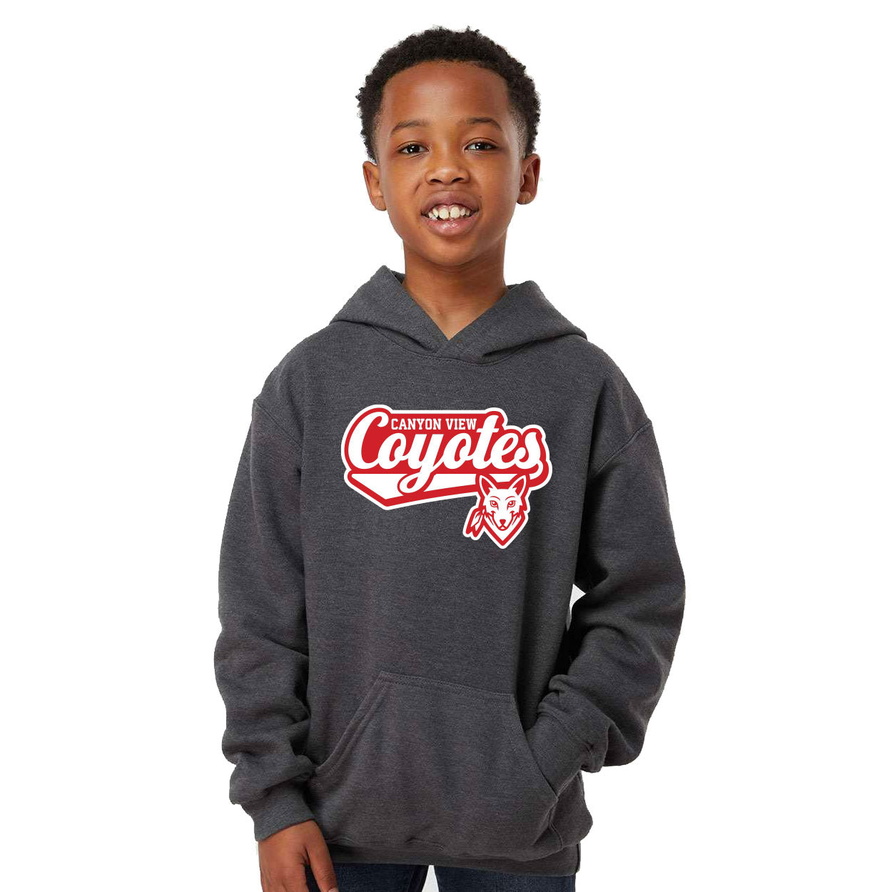 CANYON VIEW COYOTE DESIGN YOUTH HOODED SWEATSHIRT
