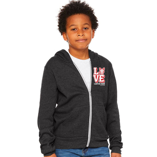 CANYON VIEW LOVE DESIGN BELLA+CANVAS ® YOUTH SPONGE FLEECE FULL-ZIP HOODIE