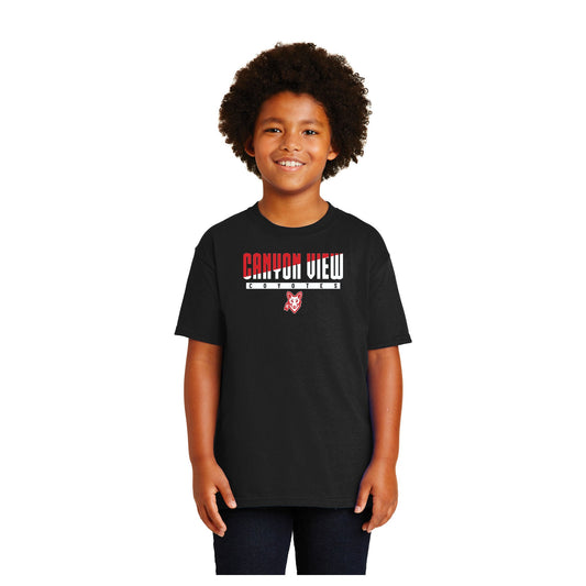 CANYON VIEW STACKED DESIGN YOUTH 100% US COTTON T-SHIRT